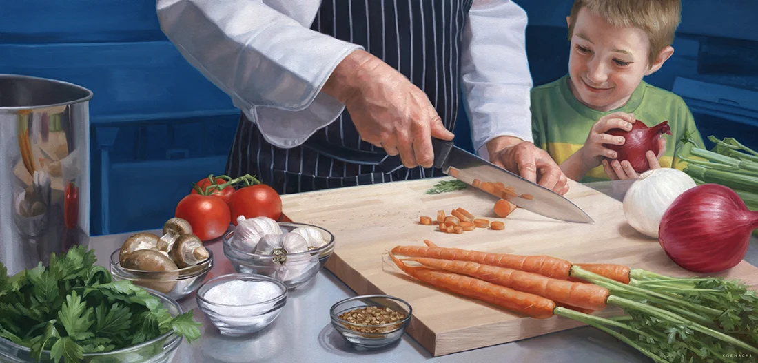 Chopping, 11.25” x 23.5 ” , o ils on panel