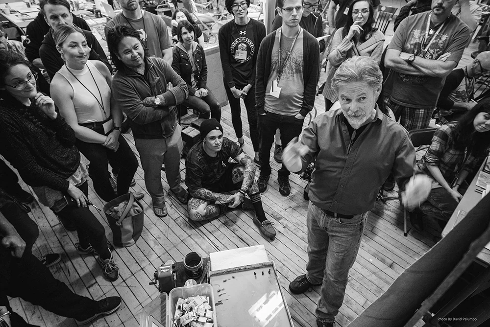 Eagerly watching Greg Manchess paint. (Photo curtesy of David Palumbo)
