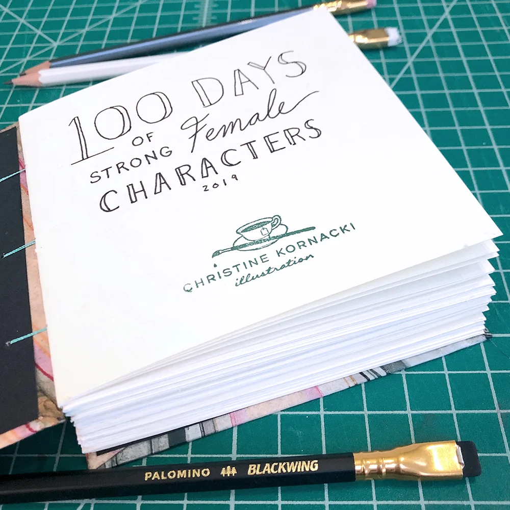 I began by hand binding my own sketchbook using Strathmore Series 400 drawing paper with 100 pre-numbered pages.