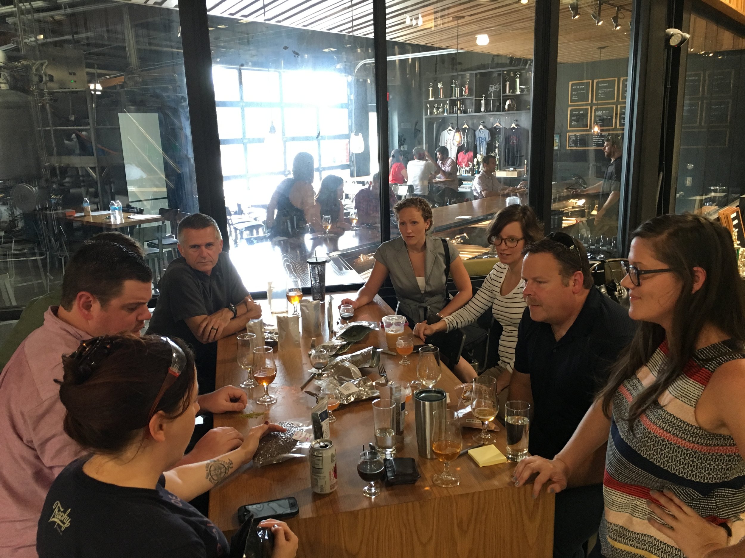 Getting an education from the Trophy Brew staff! 