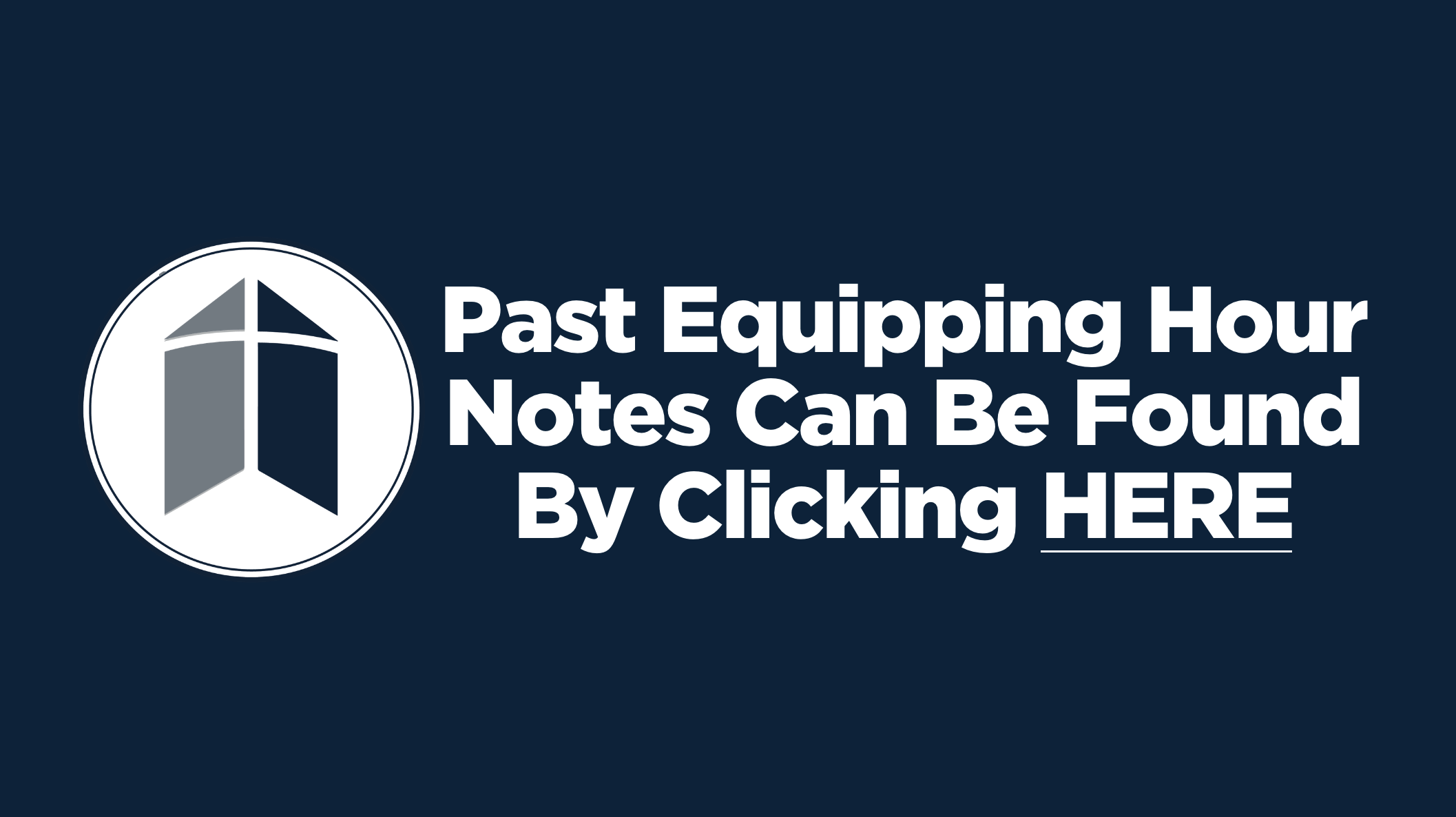 An informational graphic with a circular logo on the left featuring an abstract building design and text on the right that reads: "Past Epping Hour Notes Can Be Found By Clicking HERE".