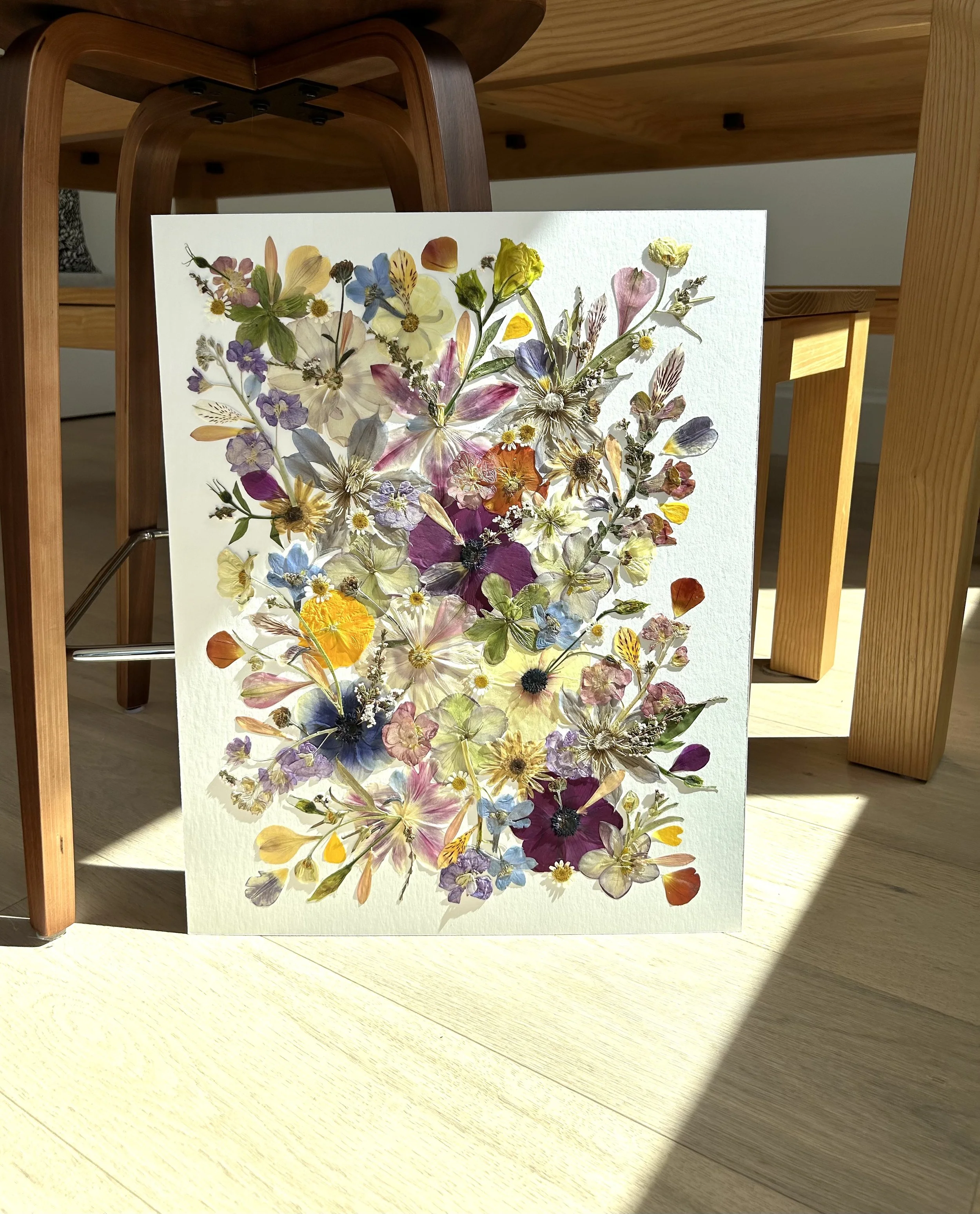 18x24 Flower Preservation made with flowers from a first birthday