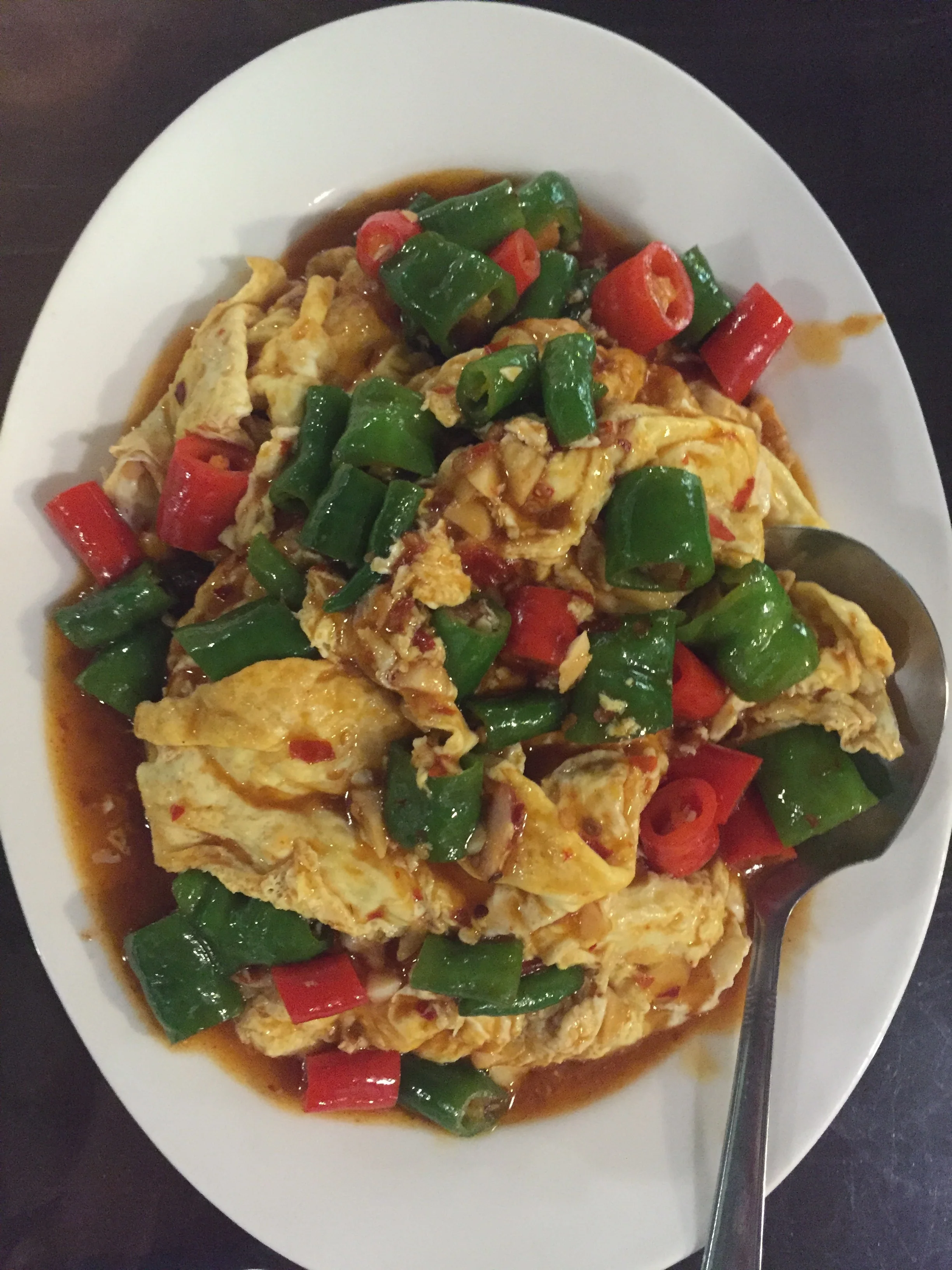Szechuan-style Eggs and Chilis goes especially well with rice