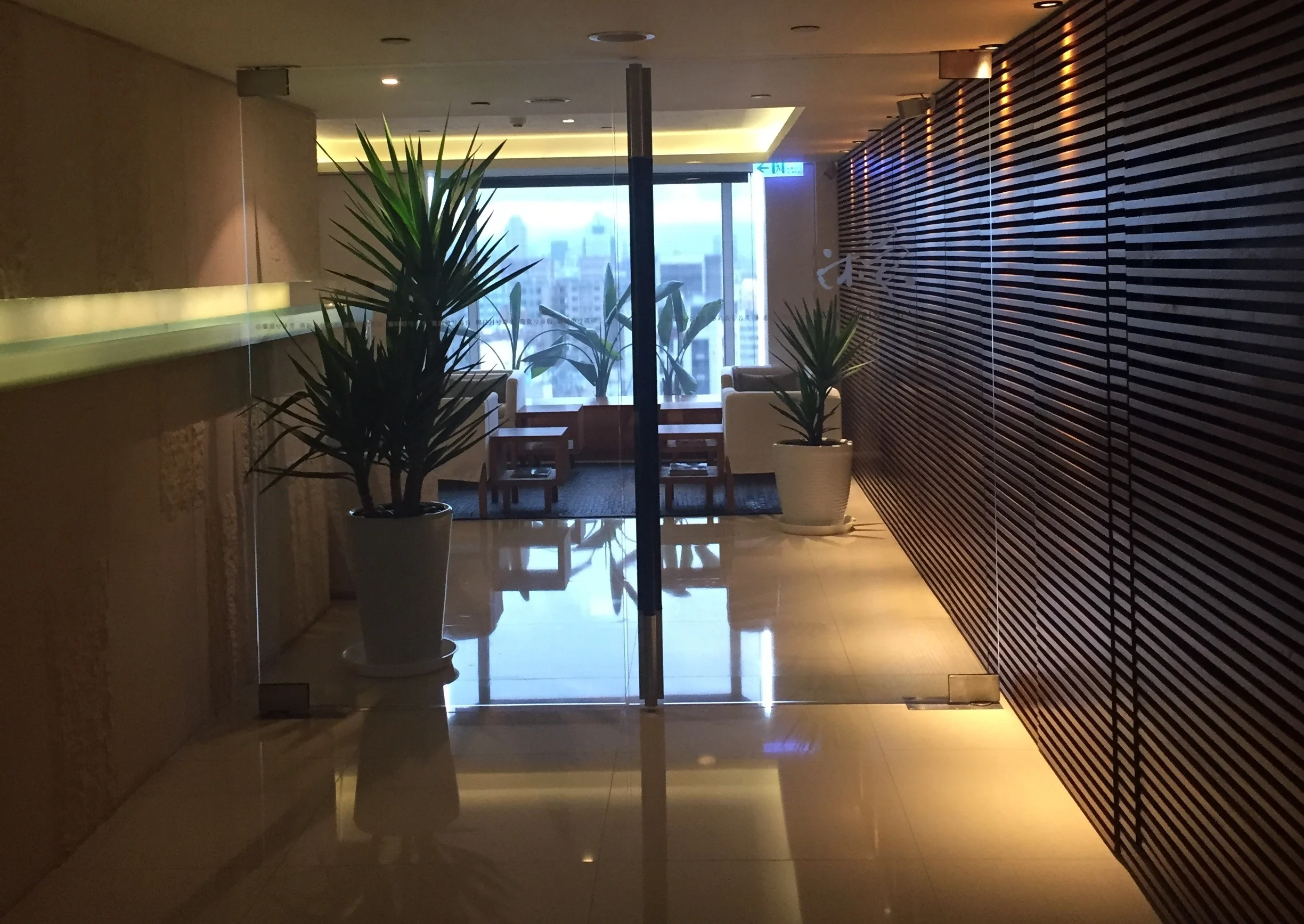 Peaceful entrance to the Wellspring Spa on the 20th floor at The Regent Taipei 