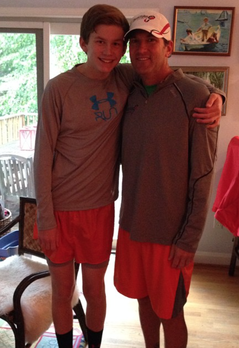 Josh and his son, Ben, before a run.