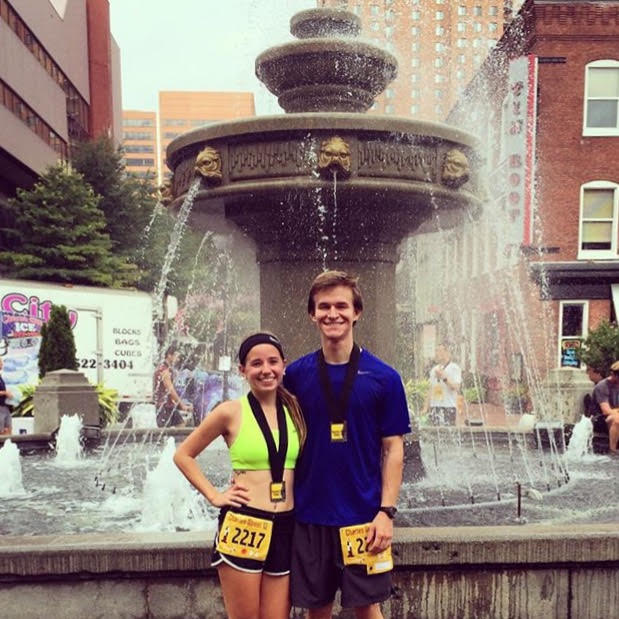 Katie and her boyfriend and training partner Jeff after last year's Charles Street 12.