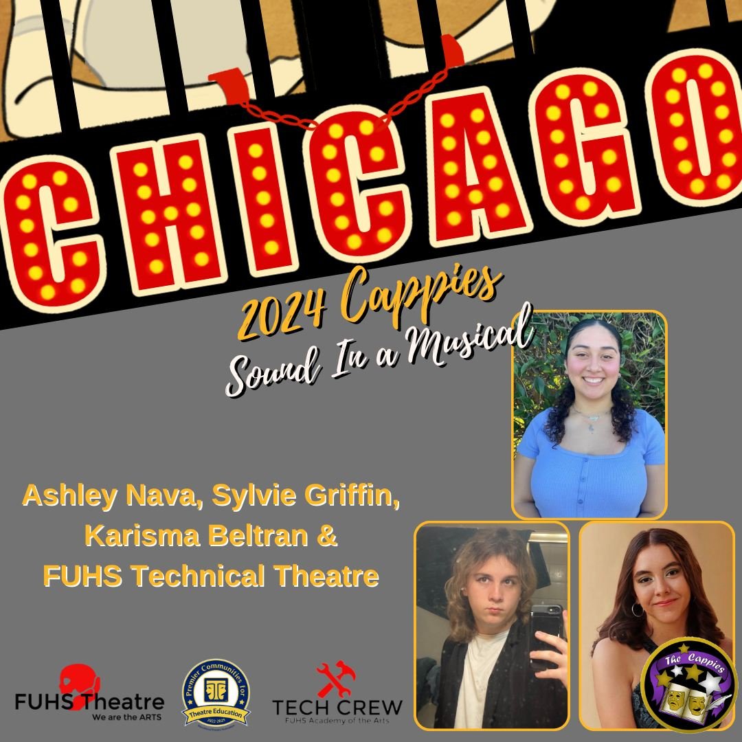 Congratulations to all FULLERTON THEATRE Designers and Technicians who were nominated for Cappies for CHICAGO! #wearethearts #WEARETheatre Principal Rubio @principal_rubio @fullertonasb @fu@fullerton_joint_union_hsd @fjuhsd_vapa