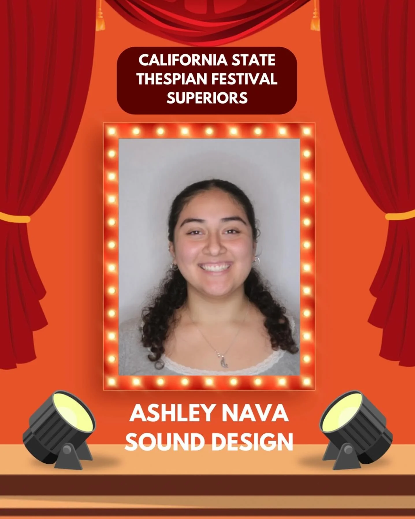 Congratulations to Ashley Nava and her superior in Sound Design. Your hard work does not go unnoticed! Great job!