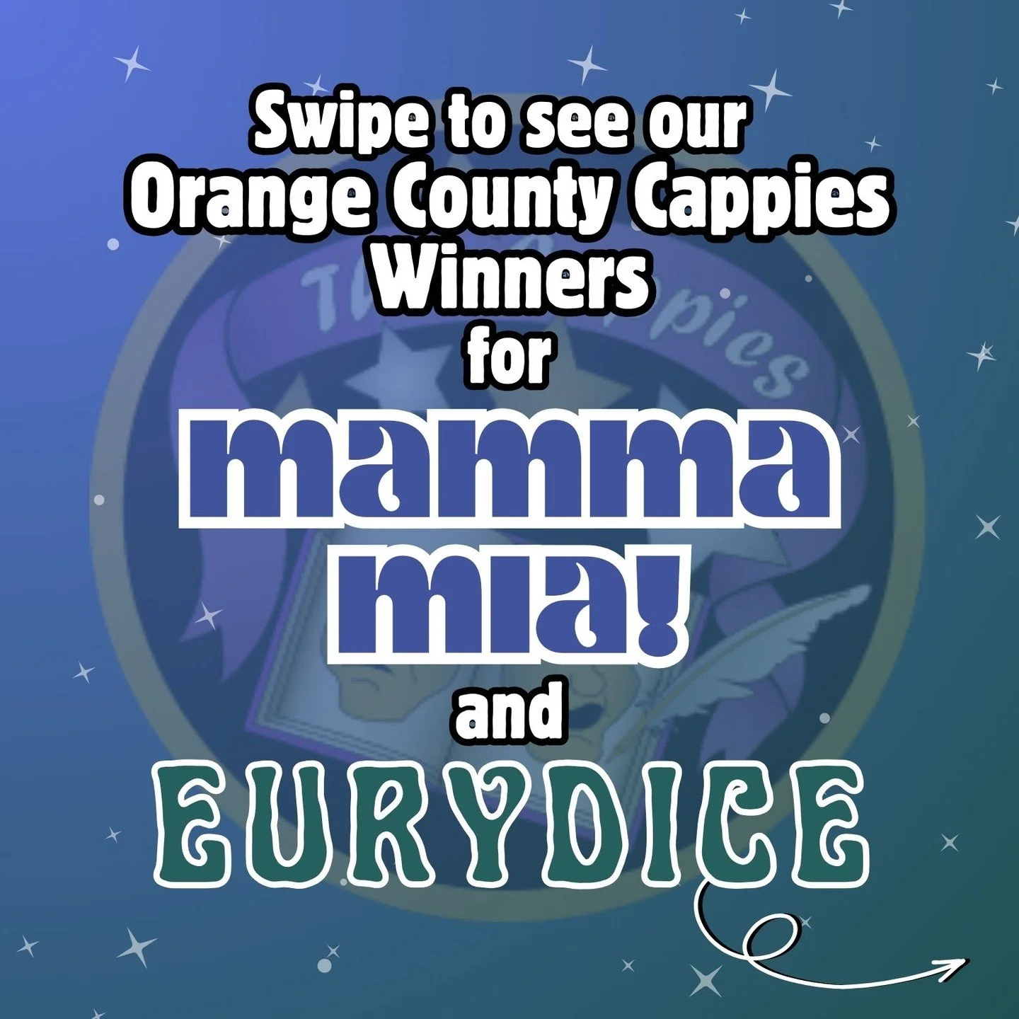 So proud of our 2025 Cappies Awards Winners!! Amazing work!

Katherine Timmerman was awarded Best Comic Actor in a Female Role for her performance as A Nasty, Interesting Man/Lord of the Underworld in Eurydice!
Cynthia Montiel-Cruz and Nathan Rodrigu