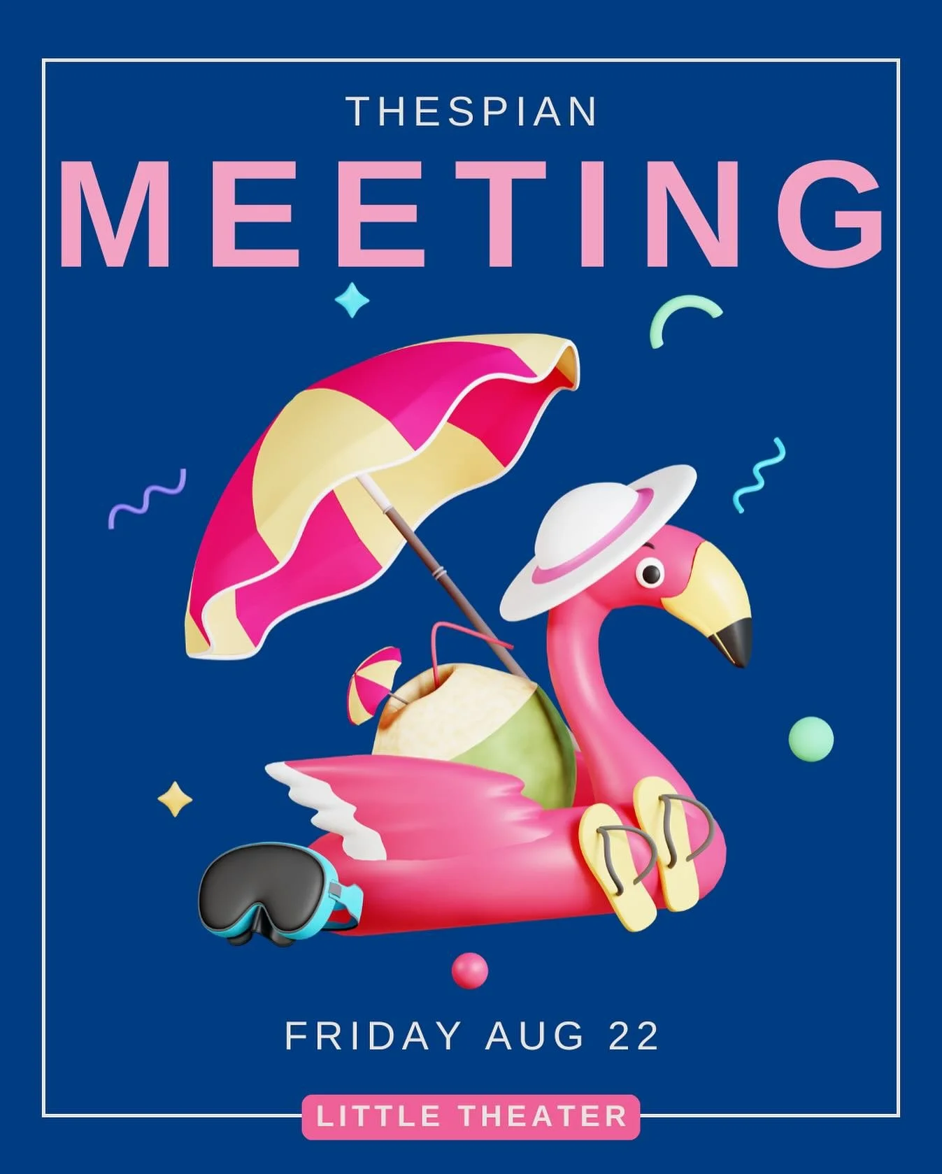 HEY THESPIANS! We&rsquo;re having the first meeting of the year TOMORROW!! Now, we know that club rush hasn&rsquo;t happened yet, but we want to have a meeting so you can have an opportunity to get introduced to the board! Be at the little theater to