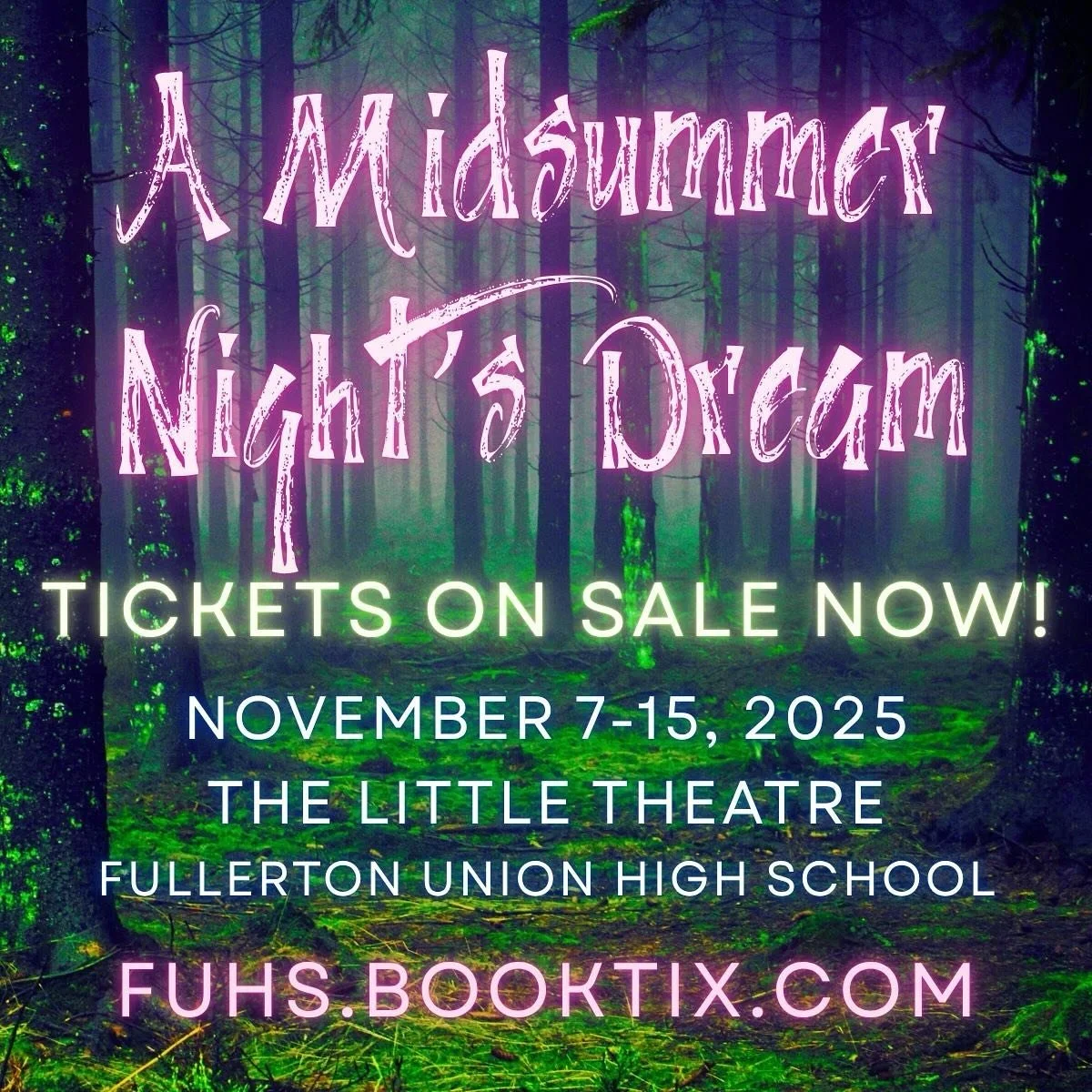 ✨Tickets for A Midsummer Night&rsquo;s Dream are on sale NOW!✨
November 7-15, 2025, in the Little Theatre. Link in bio!!