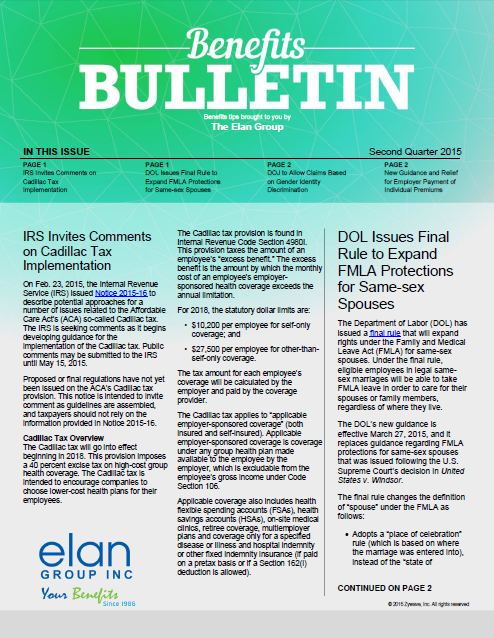 Benefits Bulletin - 2nd Quarter 2015