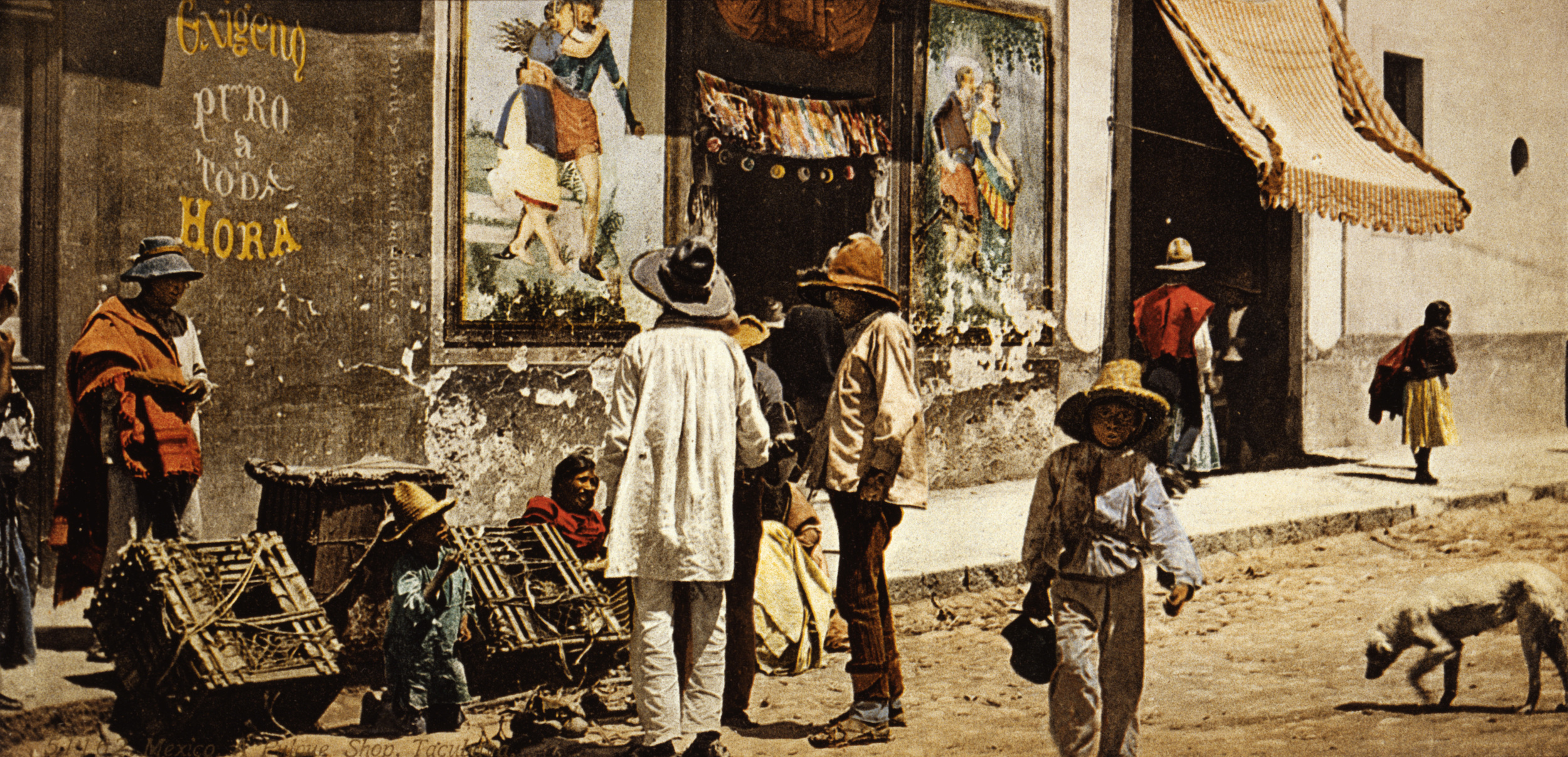 Pulque store in Tacubaya, Guanajuato, Mexico, ca. 1900. ( Source marked for reuse ).