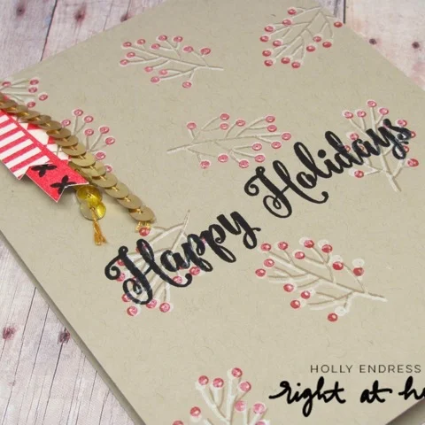 Happy Holidays Card by Holly // RAH Stamps Bits & Pieces: Winter + Holiday Ribbons Feature Week