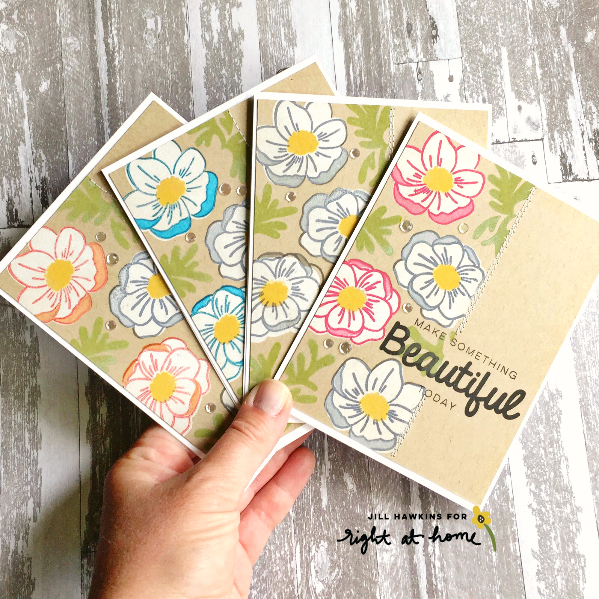 Anemone 3 Ways by Jill H. // Ombré, Colored Pencils, + Off-Set Stamping // rightathomeshop.com/blog