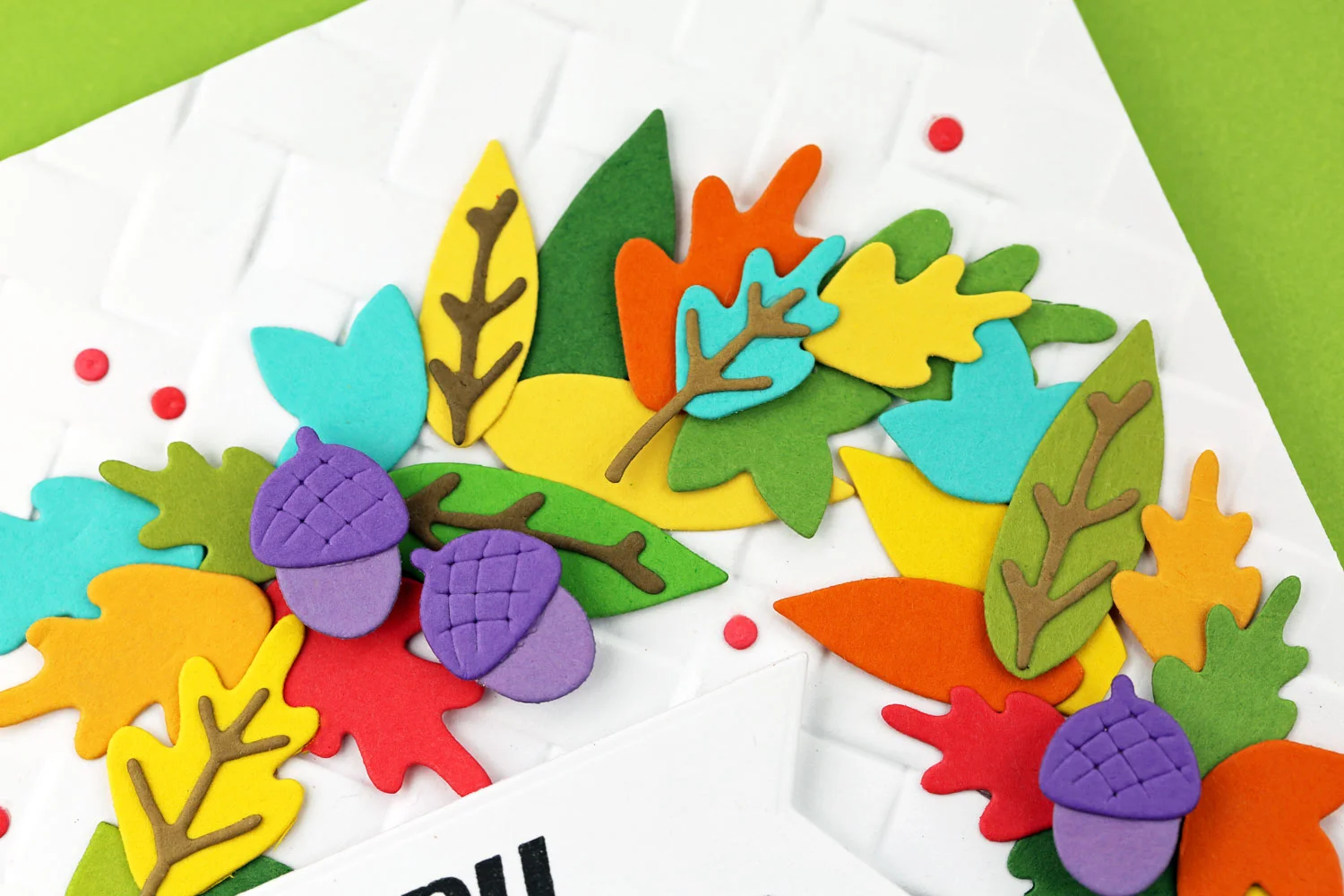 Happy Thanksgiving Colorful Seasonal Wreath Card by Jeanne J. // rightathomeshop.com/blog