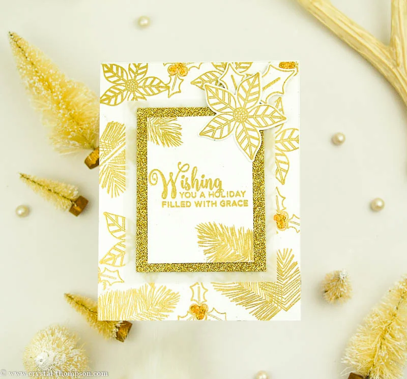 Elegant Christmas Foliage Card with Gold Embossing by Crystal T.