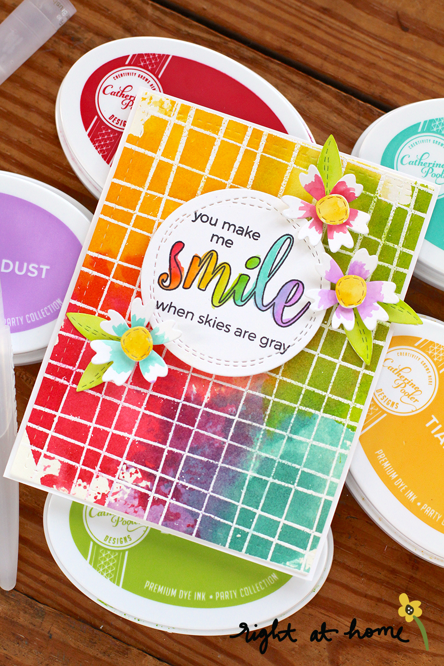 You Make Me Smile Rainbow Watercolor Card // 2018 Stamping for Autism Awareness Blog Hop - rightathomeshop.com/blog