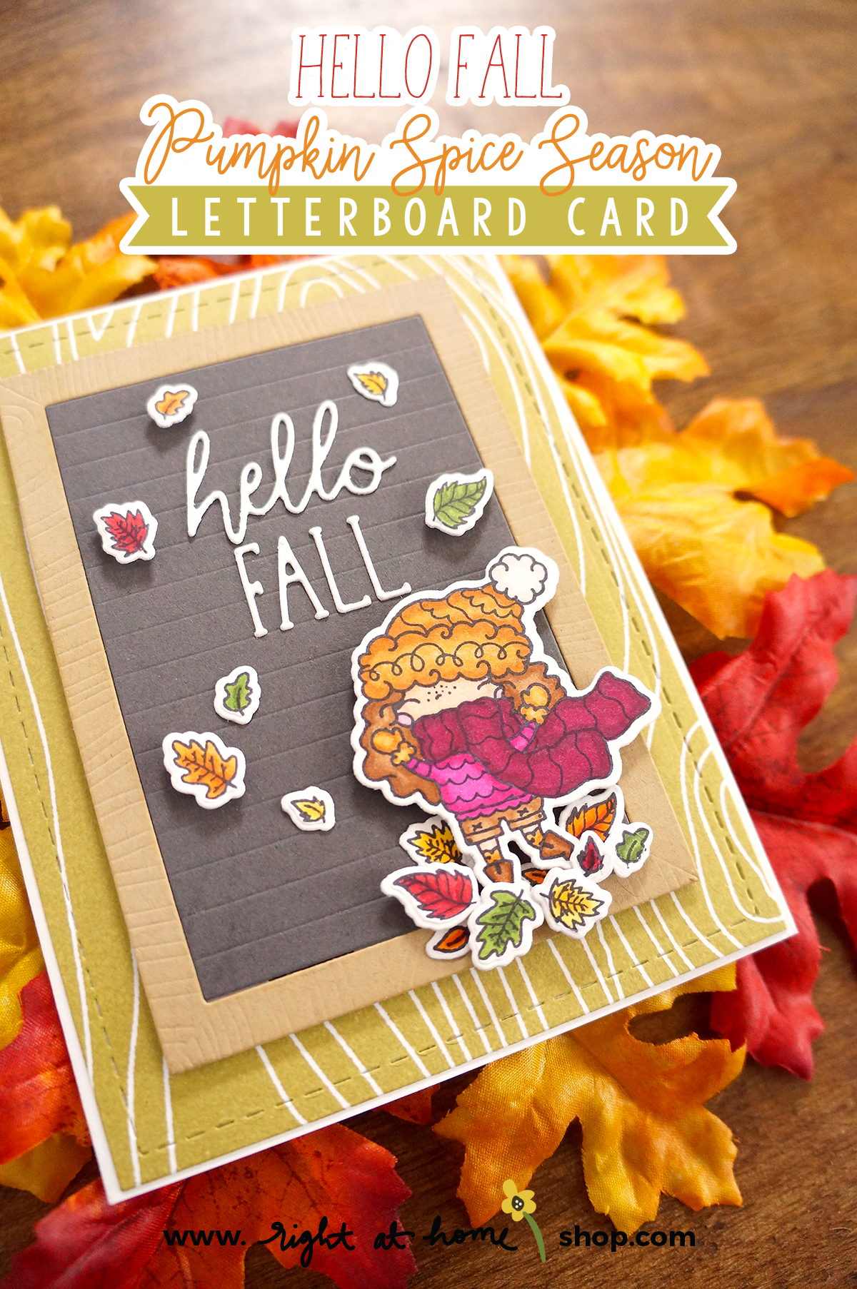 Hello Fall Pumpkin Spice Season Letterboard Card // rightathomeshop.com/blog