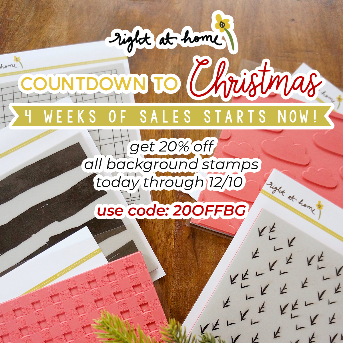 Countdown to Christmas 4 Week Sale Event Starts Now! // 20% off Background Stamps Until 12/10