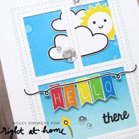 Hello There Banner Card by Holly // Right at Home Stamps July Release