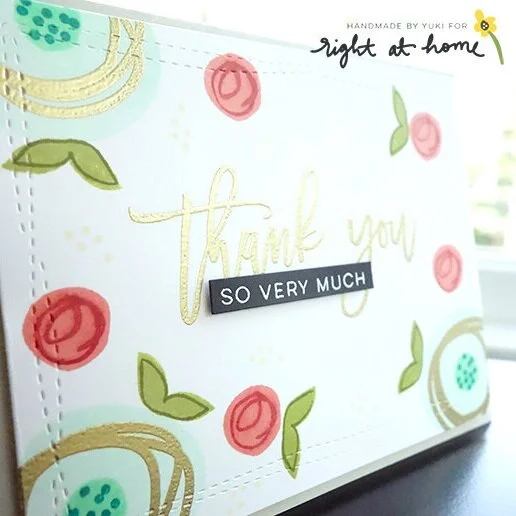 Abstract Florals + Script Greetings Thank You Card by Yuki // Right at Home March Release