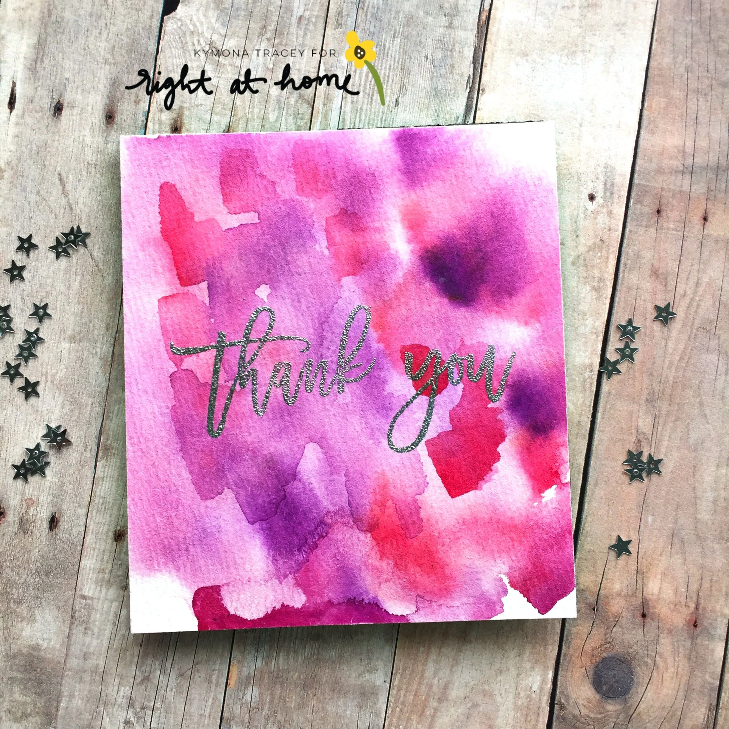 Watercolored Thank You Card by Kymona // Right at Home March Release