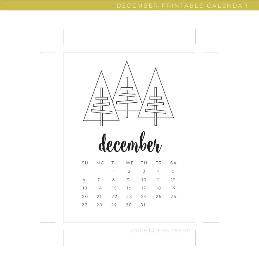 December Adult Coloring Printable Calendar