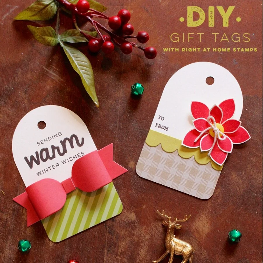 DIY Gift Tags Using Right at Home Holiday Stamps