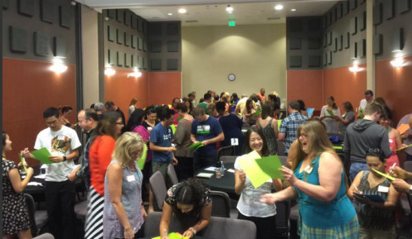First Step Bingo, where guests get to know each other by finding others in the room who fit the descriptions on their bingo cards on week 1.