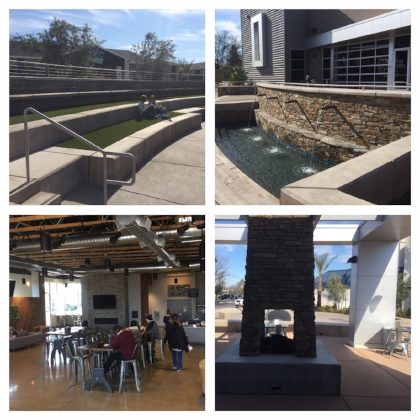 Northside's outdoor amphitheater, baptistry Frappe House and outdoor seating. 