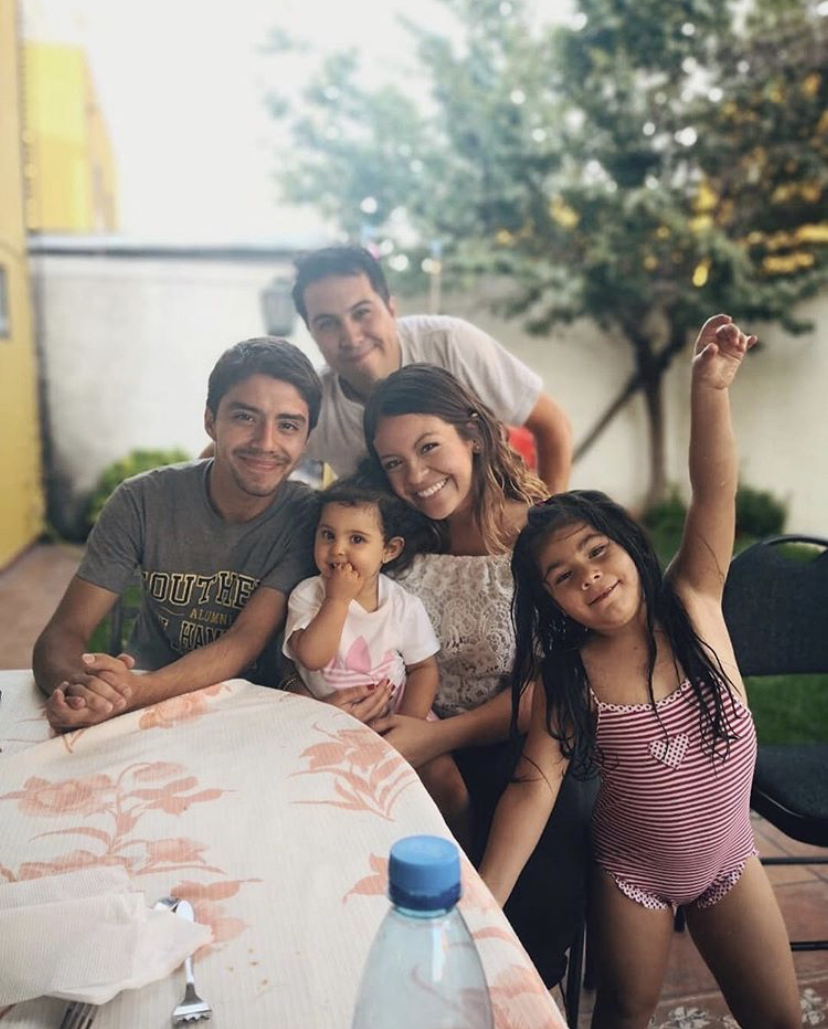 Ariel with one of the Chilean families she has fallen in love with.