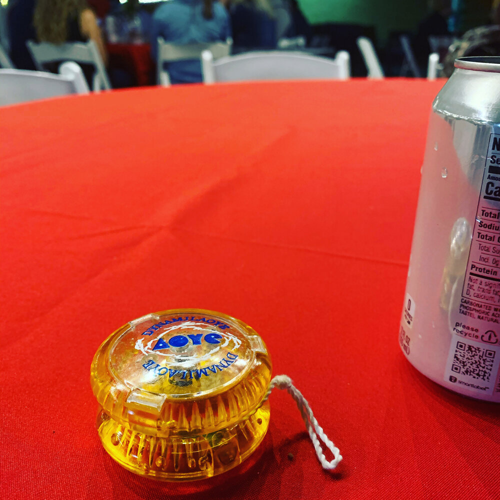 On every table for our entertainment at Cornerstone: a yo yo. Some people really are experts at this bad dog and watching people’s tricks while we waiting in a long line for food became a fun distraction.