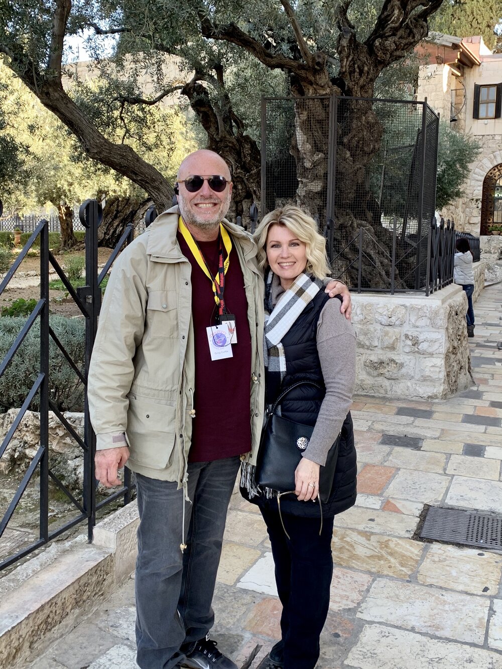 Here is a photo of Michelle and I once we made it down the long road to the Church of All Nations in the Garden of Gethsemane. We are standing in front of what is the oldest Olive Tree in the garden, around a thousand years old.