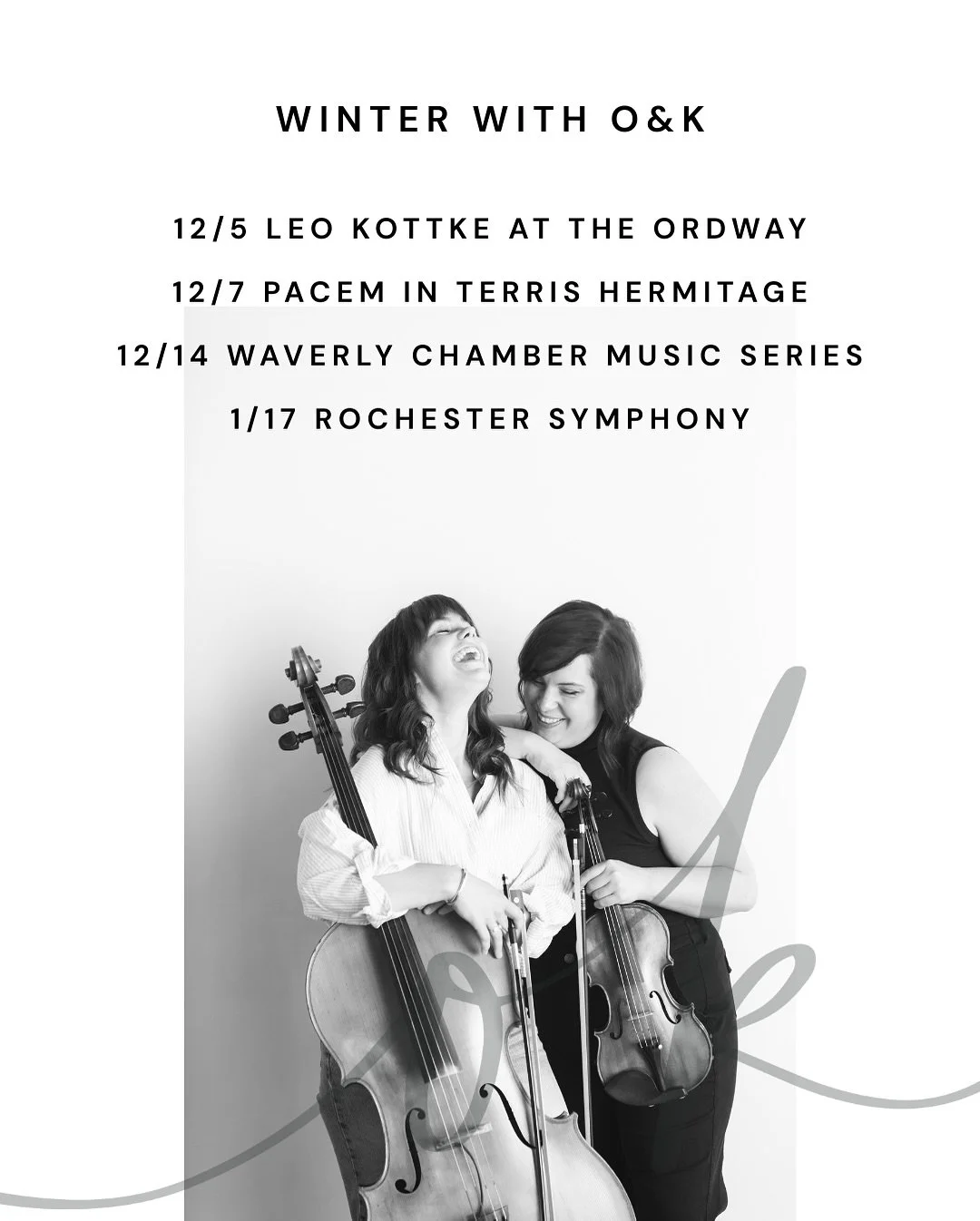 TFW tour is over. 😭
...but there are so many exciting things on the horizon! 🤩

COMING UP:
12/5 | Leo Kottke with Special Guest The OK Factor
The Ordway - St. Paul, MN

12/7 | Have Yourself an OK Christmas
Pacem in Terris Hermitage Retreat Center 
