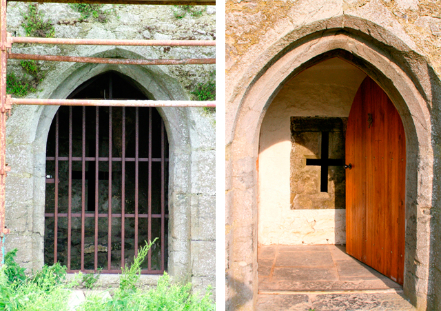 Before and after shots of the front door