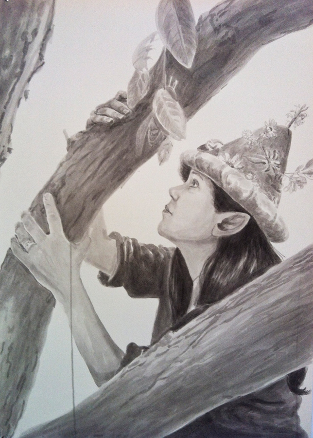 Fit Me With These Weeds ©2014 India Ink on Paper 30" x 24" Collection of Julia Ward, San Francisco, CA