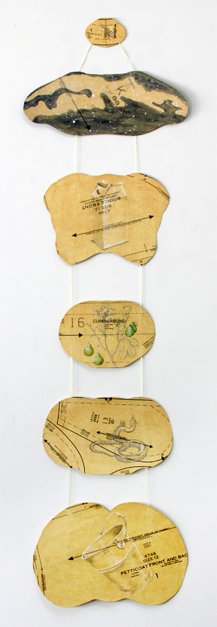 Self-Portrait in Cross-Sections © 2003 Acrylic, Collage, Colored Pencil and Graphite on Paper 64" x18"