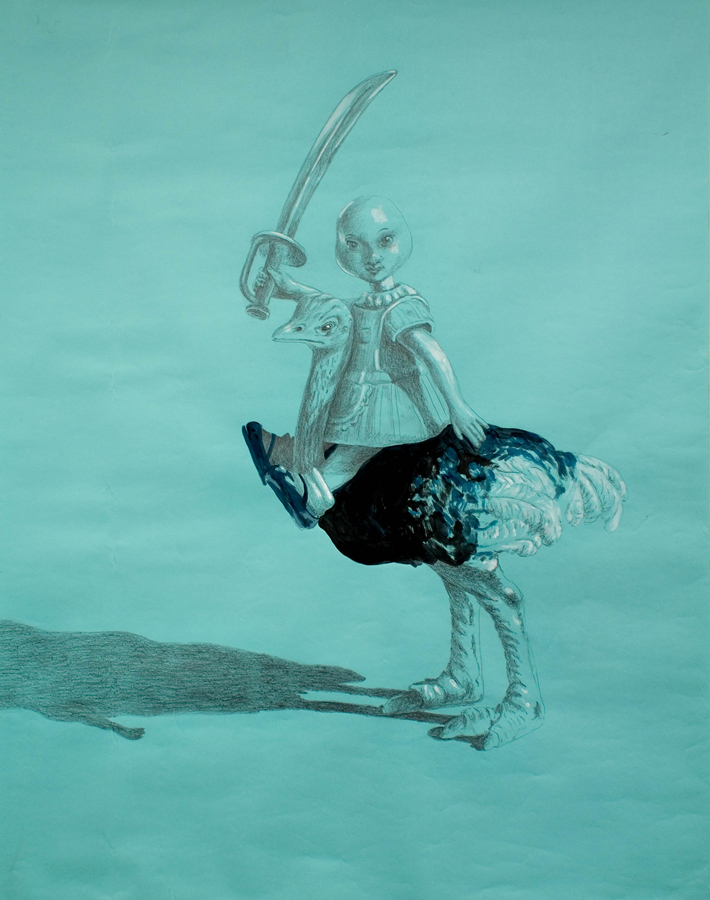 Blue Rider ©2008 Acrylic and Graphite on Paper 56" x 41"