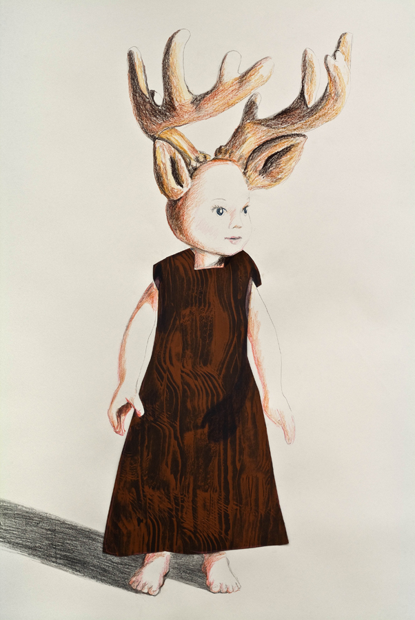 Wooden Flora (Detail) ©2010 Acrylic, Collage, Colored Pencil on Paper