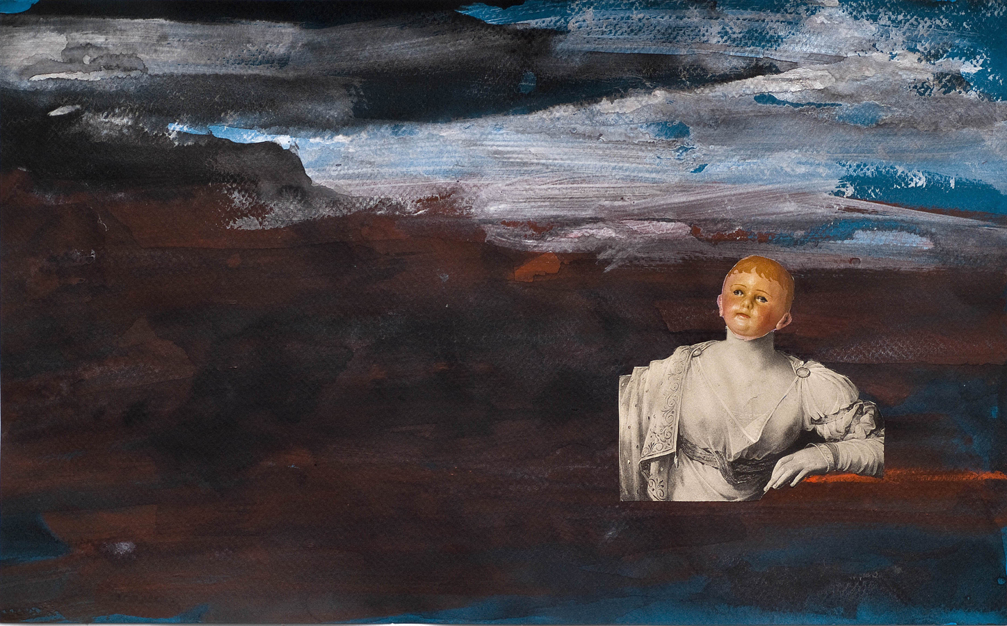 Impending ©2010 Acrylic, India Ink and Collage on Paper 10" x 16"