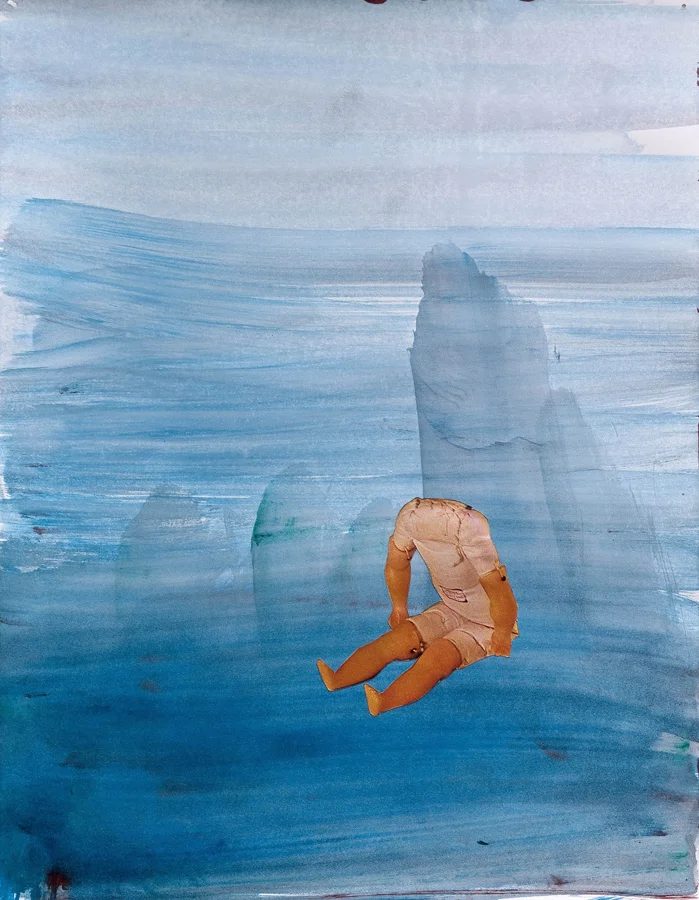 Water Baby I ©2010 Watercolor and Collage on Paper 14" x 11"