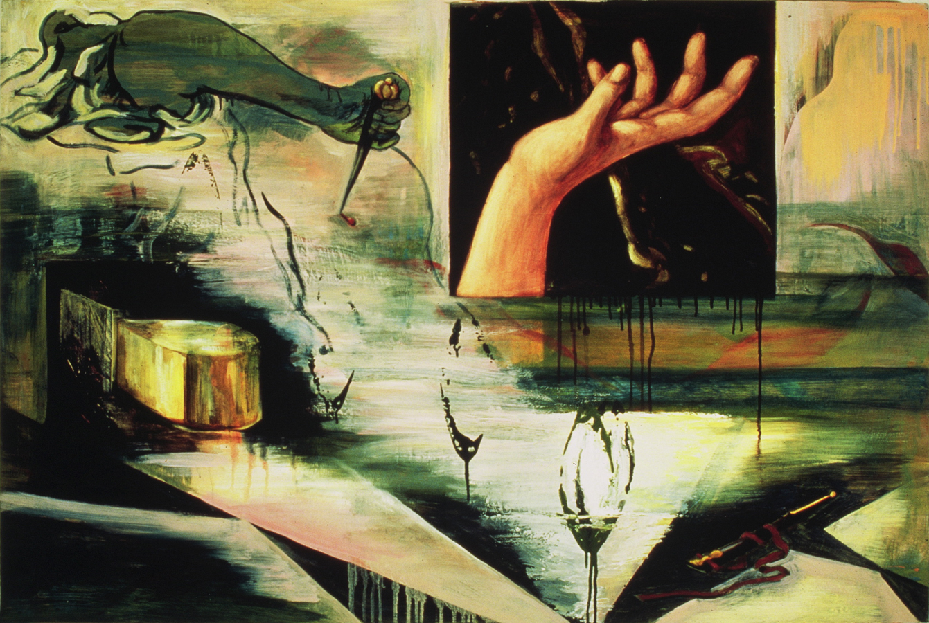   Lucrece  ©1993 Encaustic, Acrylic and Oil on Wood Panel 36" x&nbsp; 54" 