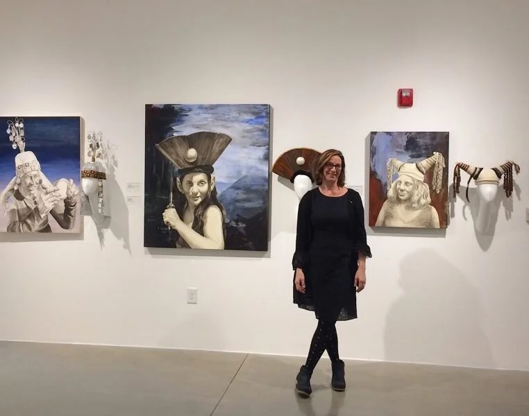 With my portraits and headdresses at MOAH, Lancaster.