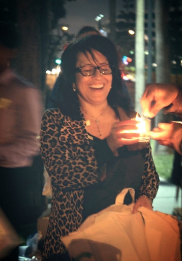 Dolores at mental health awareness candlelight vigil this year.