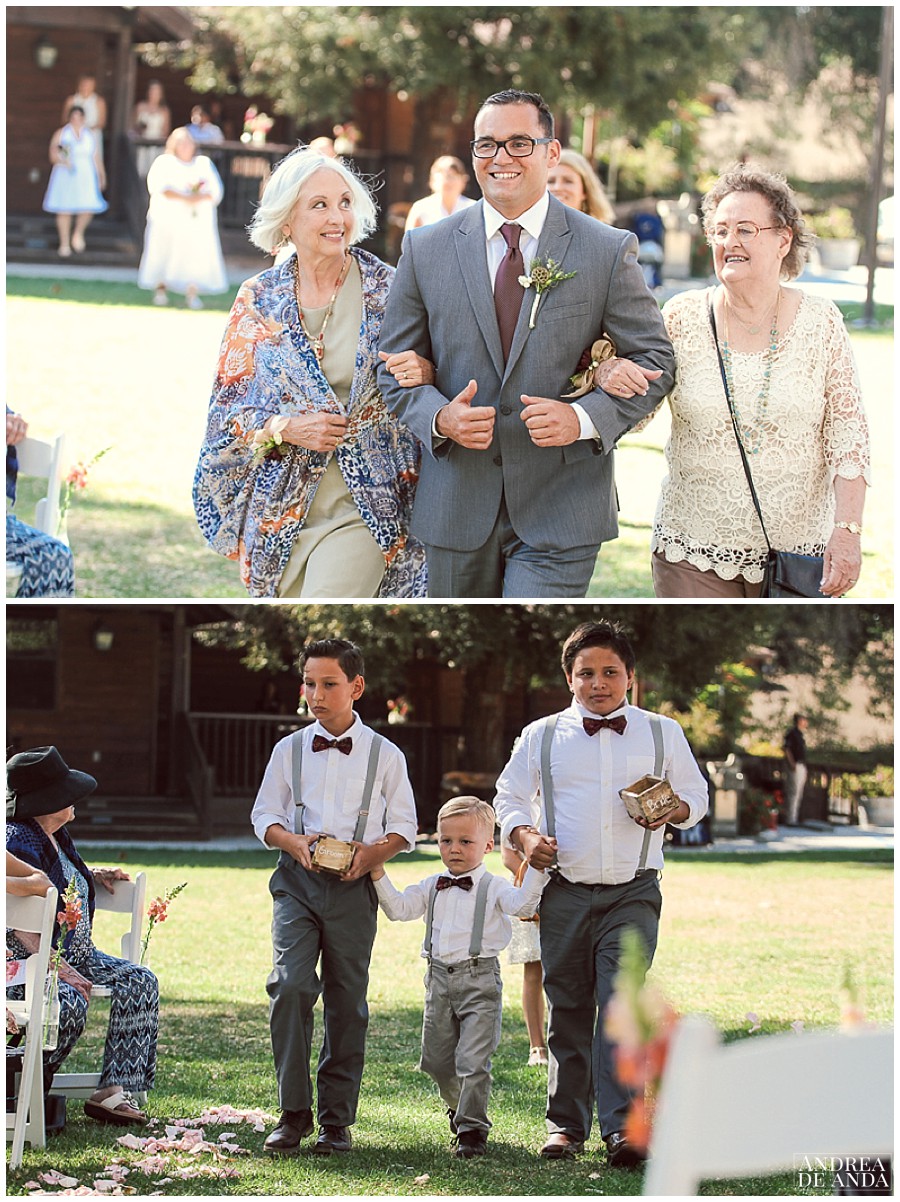 here comes the groom and the ring bearers. 