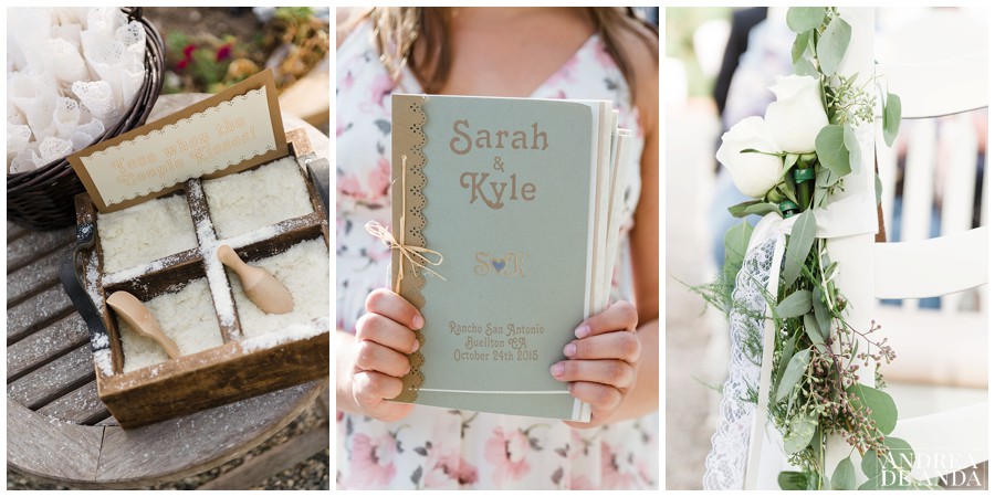Ceremony program and a little of rice for the newlyweds.