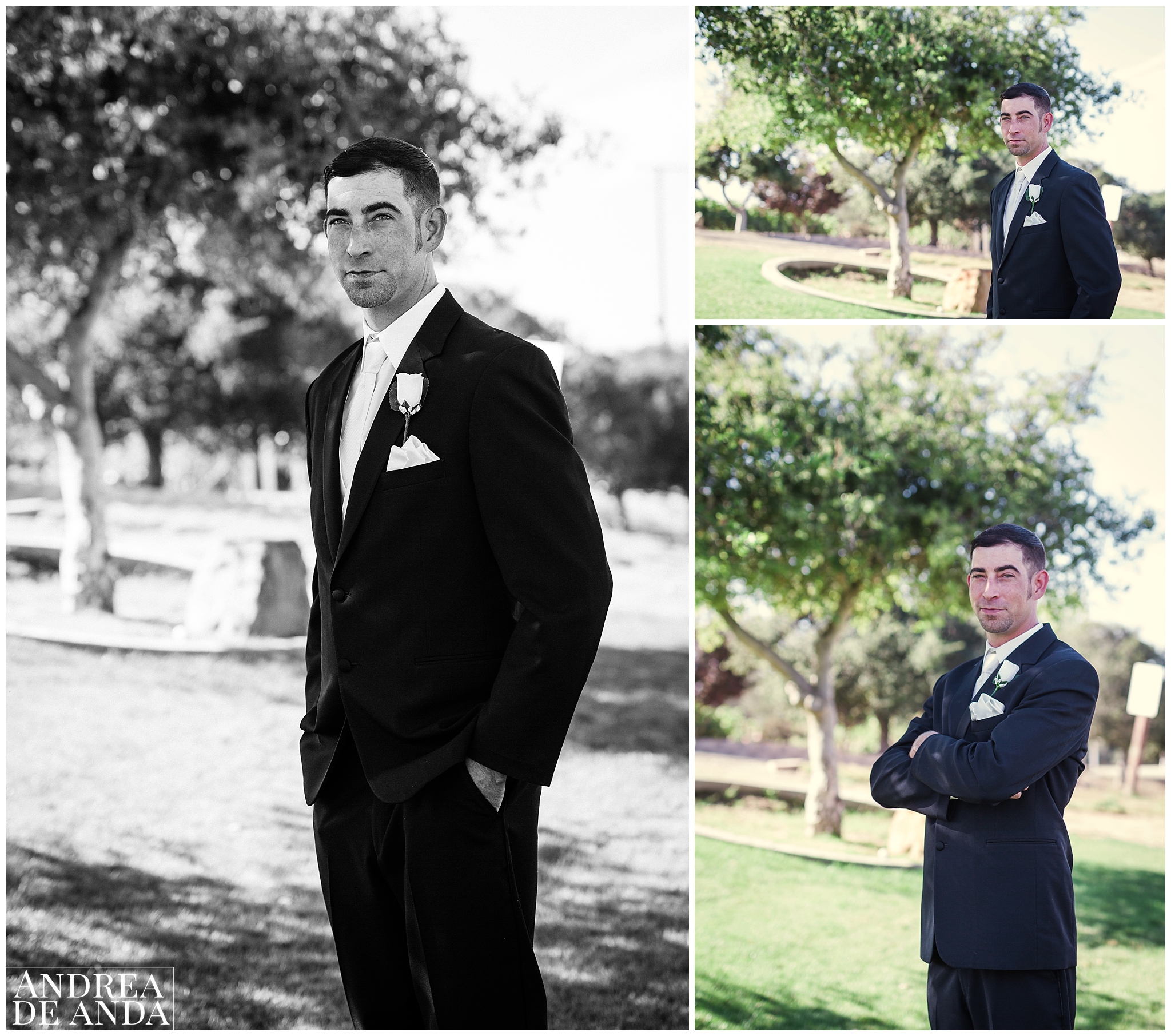 During the groom's photo session moments before seeing the bride
