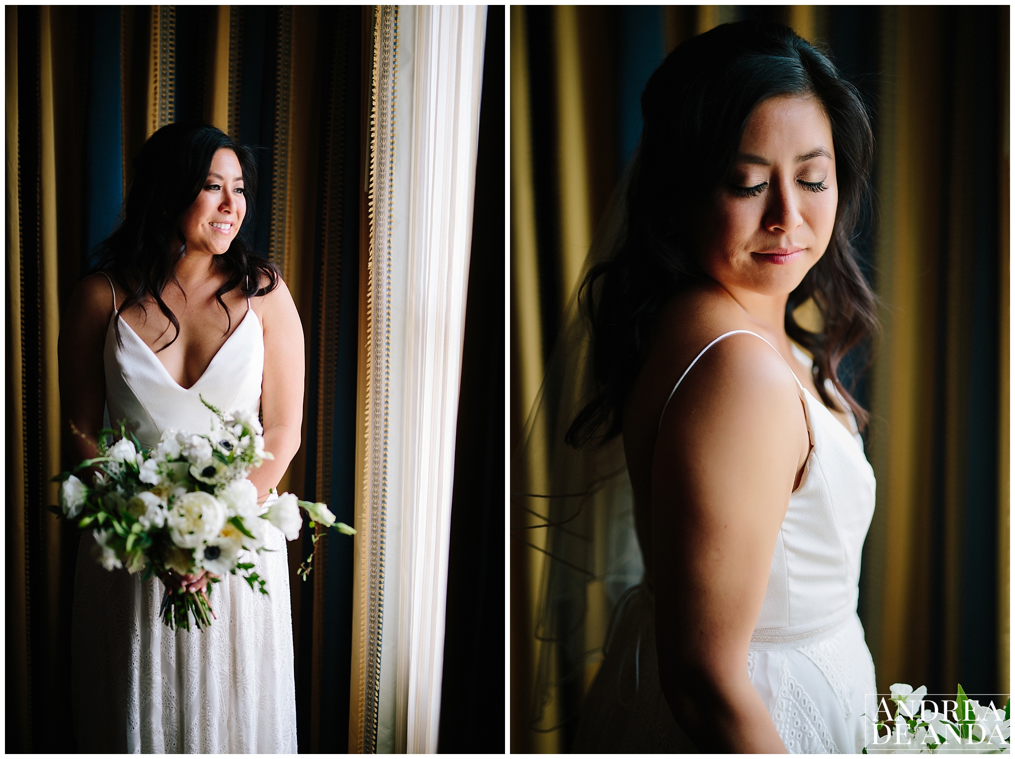 Beautiful bridal portrait at the suite Langham Huntington Hotel in Pasadena California