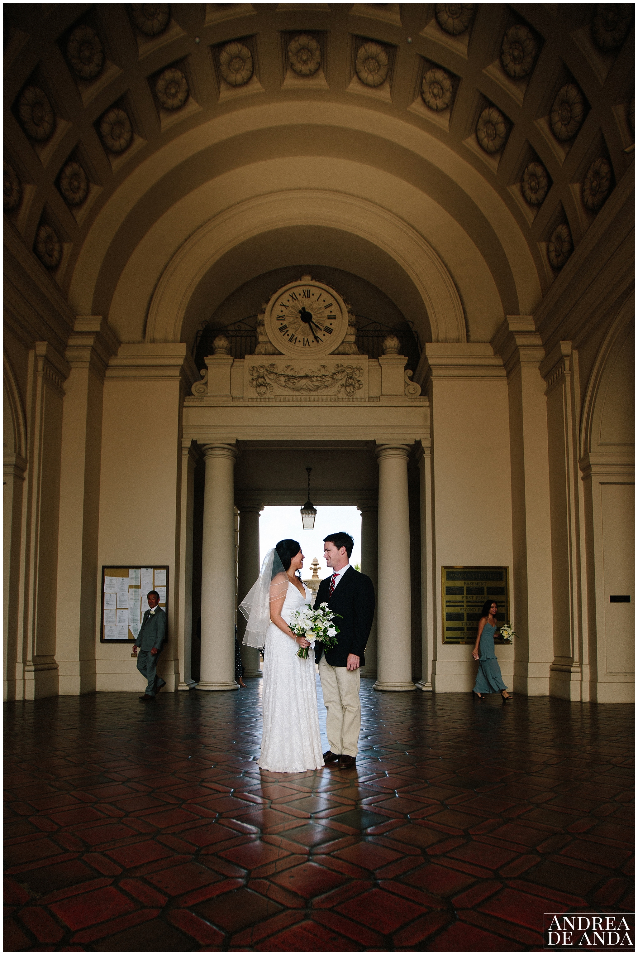 Bride and Groom Portraits at Pasadena City Hall